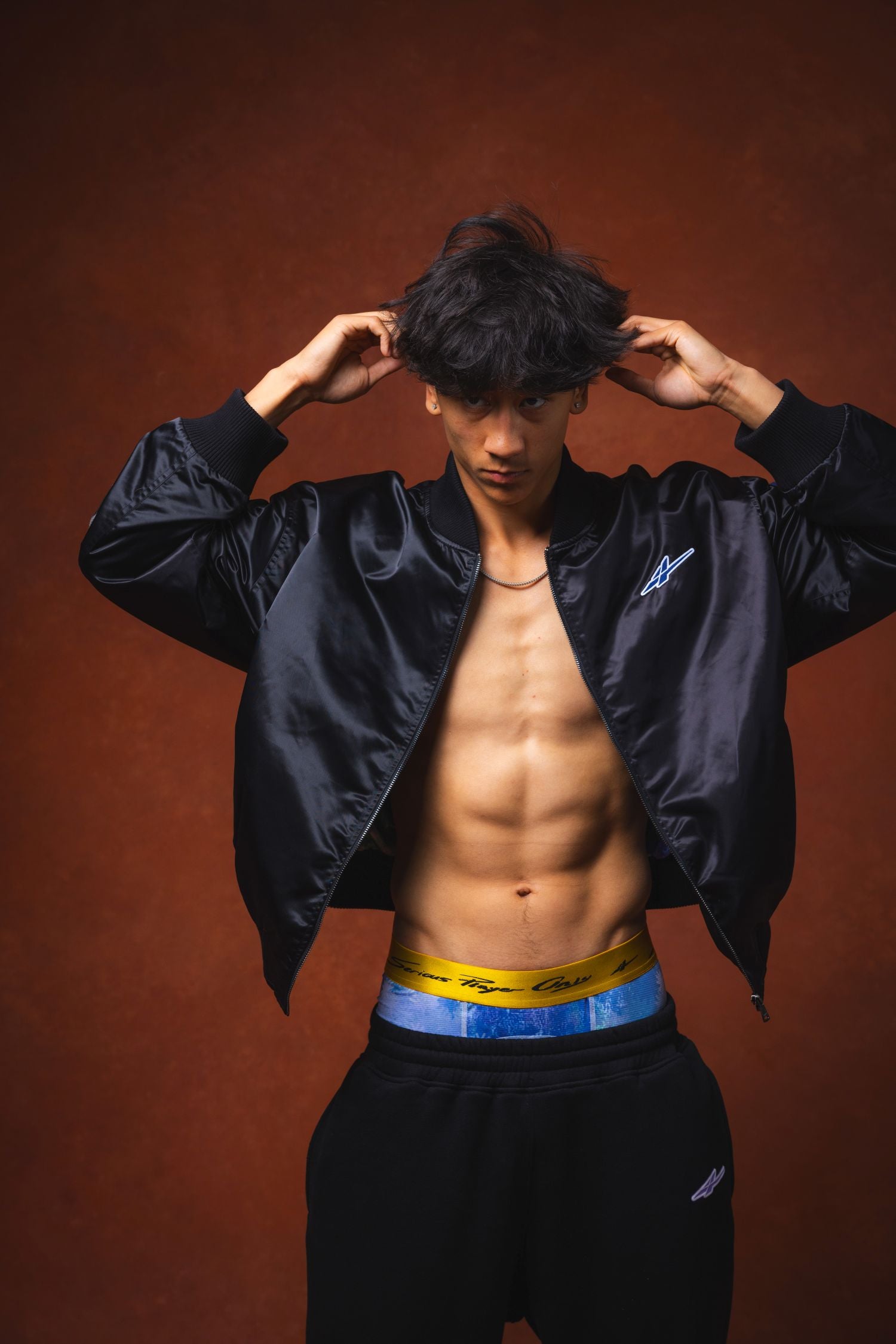 SPO XAIVIAN “X” PADDED SWEAT PANTS BLACK