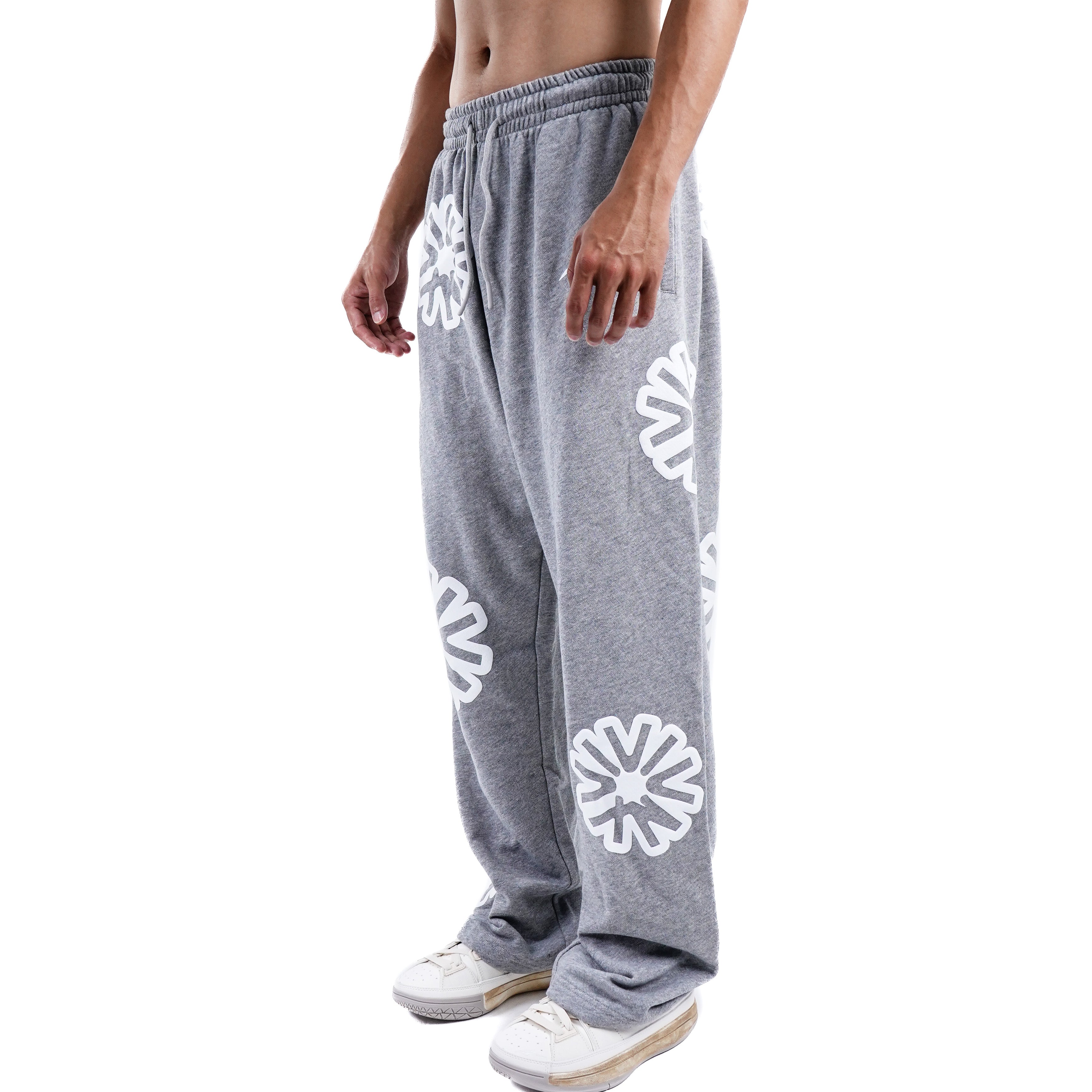 SPO XAIVIAN “X” PADDED SWEATPANTS ALL WHITE Logo